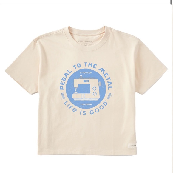 Life Is Good Tops - Life is Good Women’s ' Cream T-Shirt “Pedal to the Metal” #sewing #craft